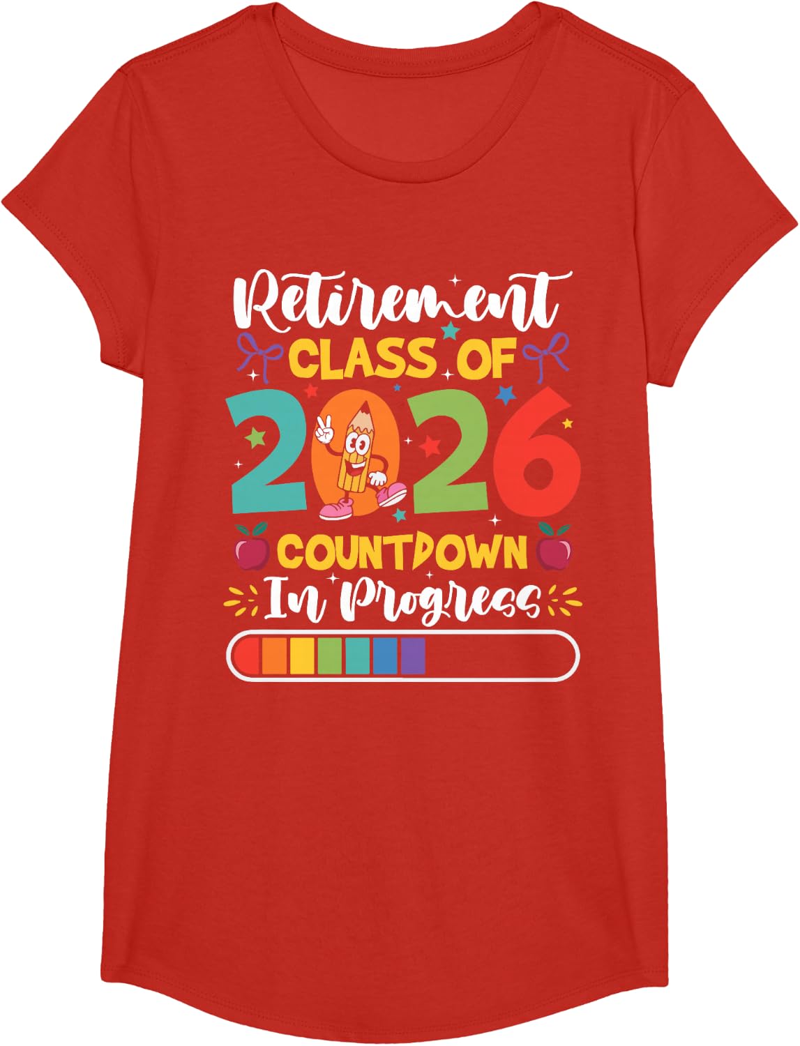 Retirement Class Of 2026 Countdown In Progress Funny Teacher T-Shirt Tee For Men Women - Girls Red