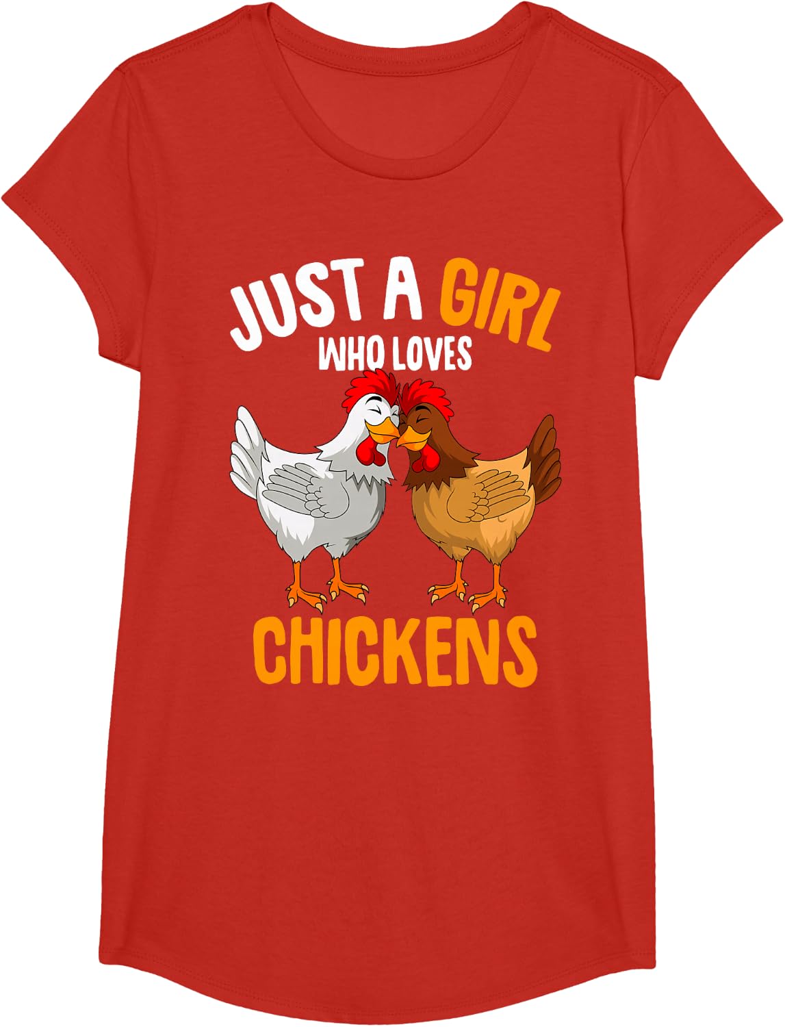 Just a Girl who loves Chickens Kids Chicken T-Shirt - Girls Red