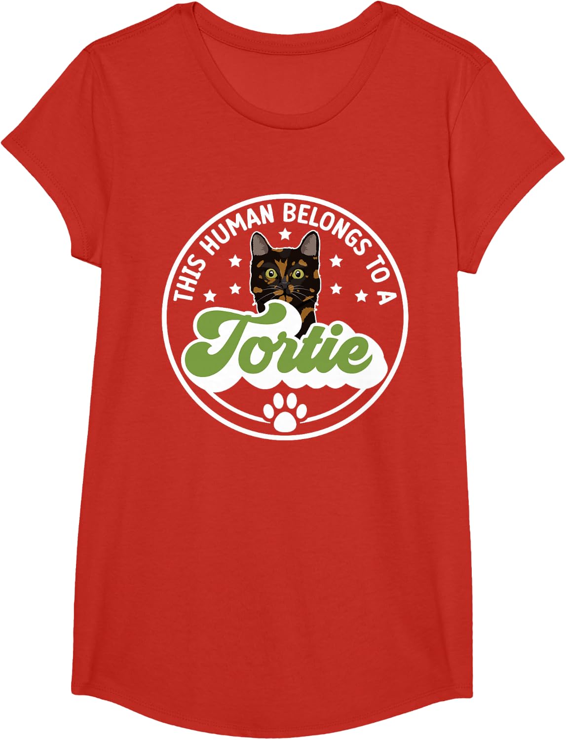 Human Belongs To A Tortie Cat Owner Tortoiseshell Cat Lover T-Shirt - Girls Red