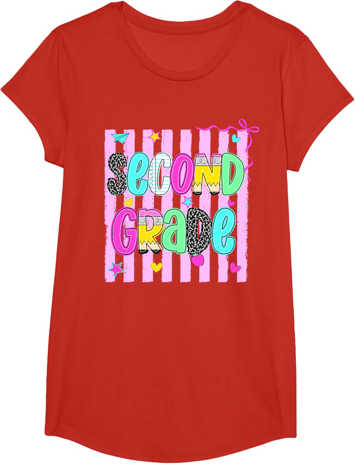 Second Grade Team 2nd Grade Back to School Teacher Kids T-Shirt - Girls Red