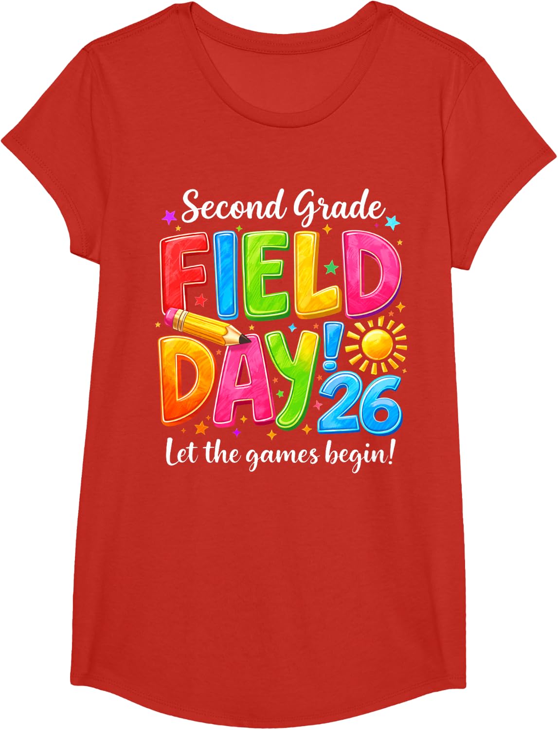 Second Grade Field Day Let Games Begin Teacher Boy Girl Kid T-Shirt - Girls Red