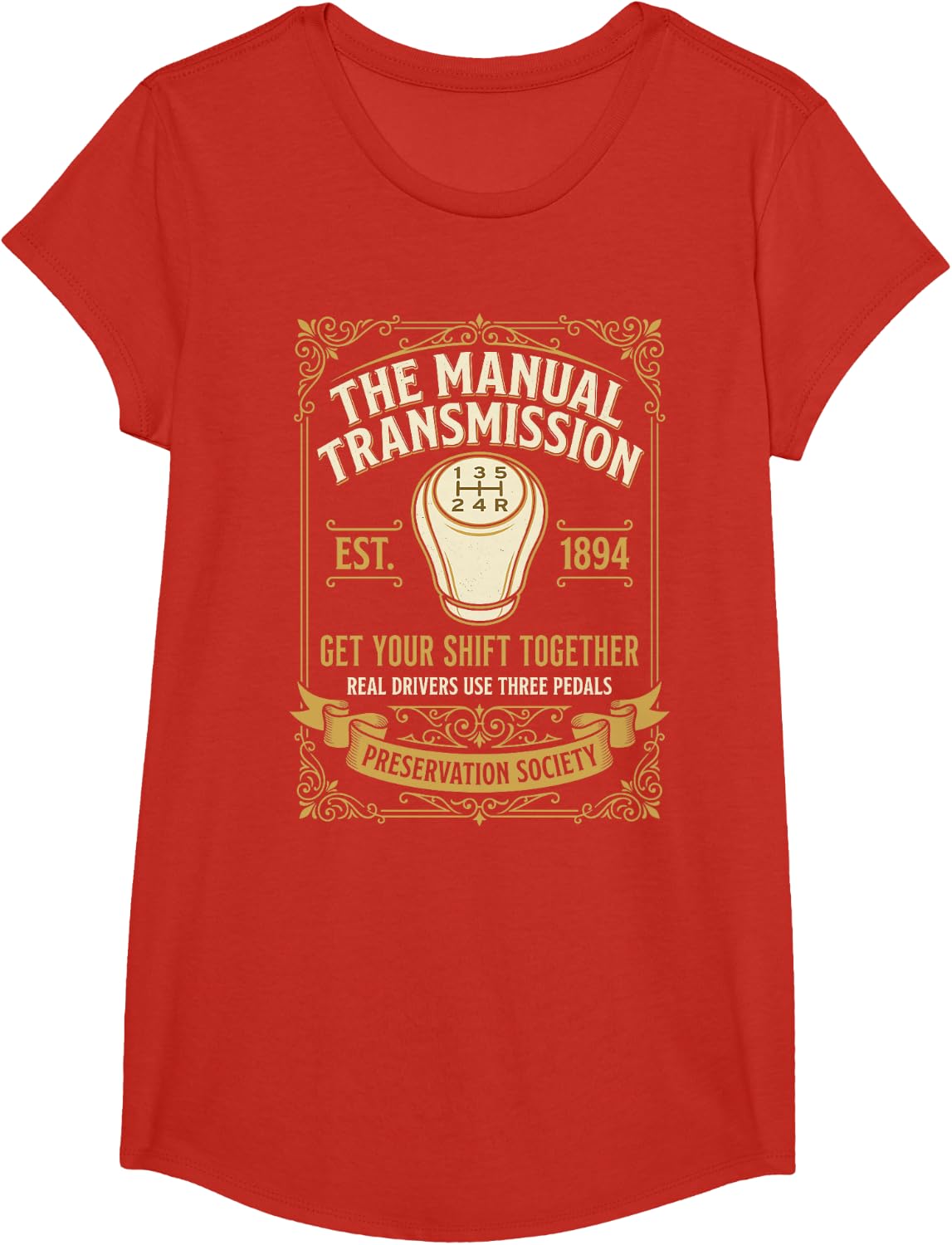 The Manual Transmission Preservation Society T-Shirt - Girls Red