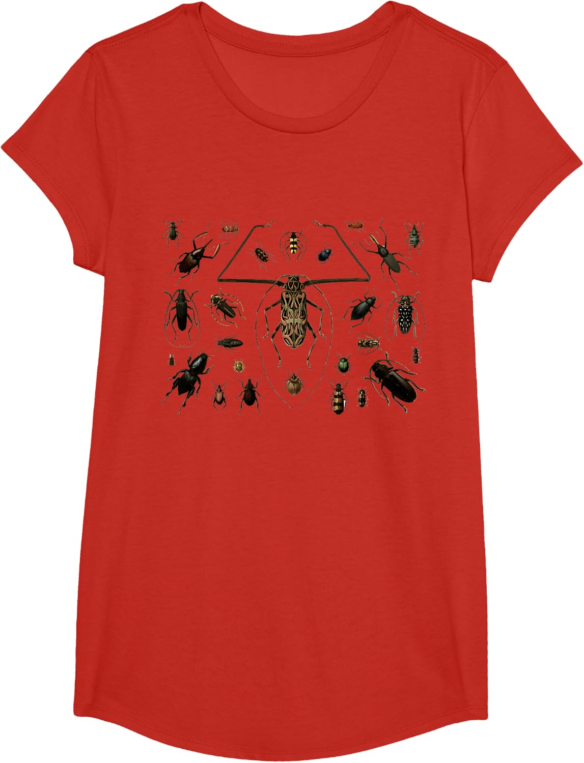 Vintage Insect Cool Bug Beetle Science Teacher Biology T-Shirt - Girls Red