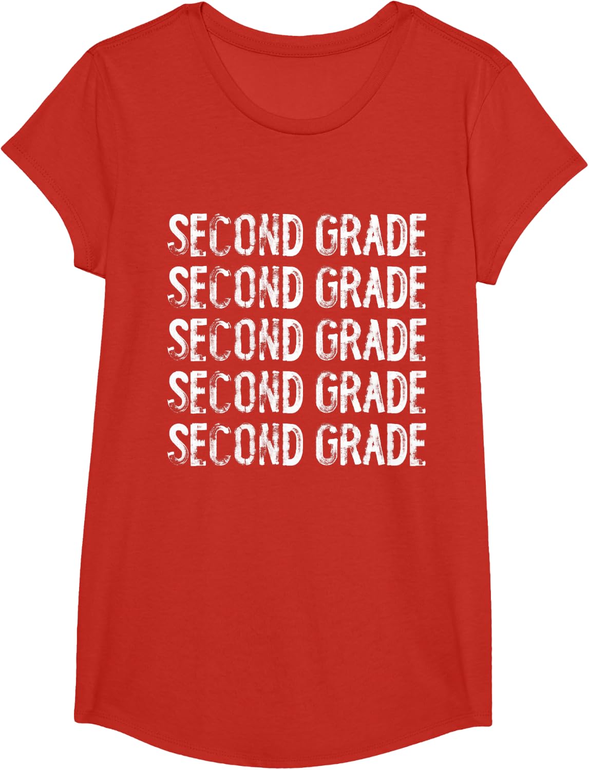 2nd Grade Teacher Student Distressed Back to School T-Shirt - Girls Red