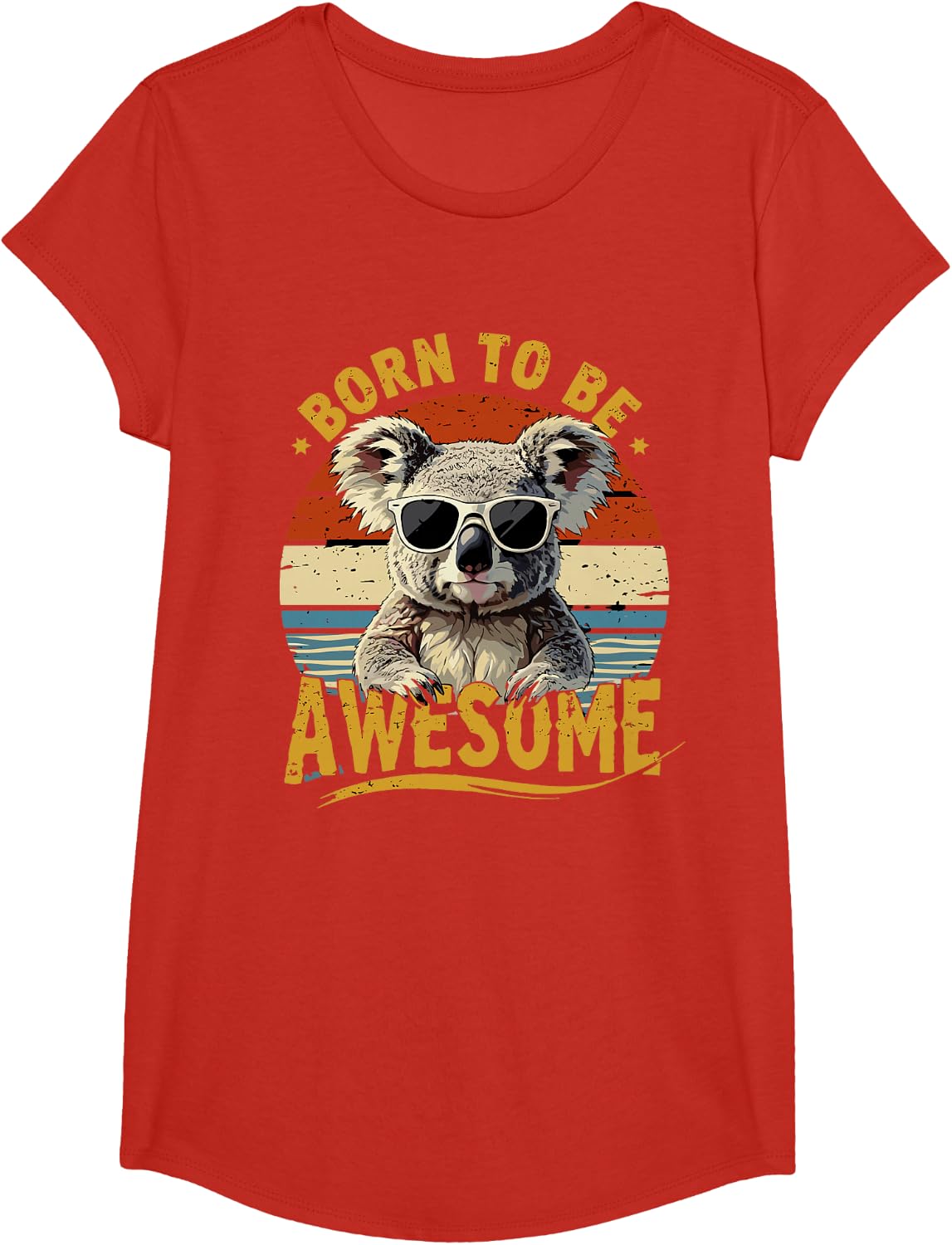 Born To Be Awesome Cool Koala Retro Animal Humor Art Aussie T-Shirt - Girls Red