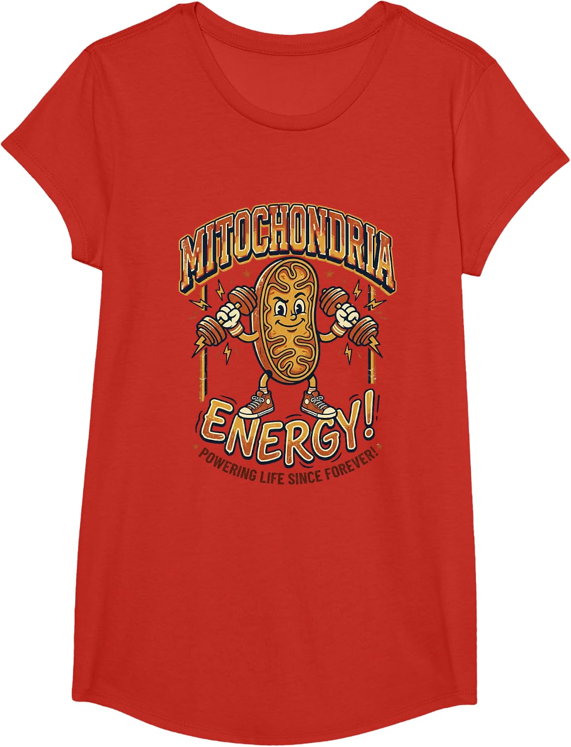 Mitochondria Tshirt Biology Teacher Energy Cartoon Gift Nerd T-Shirt - Girls Red