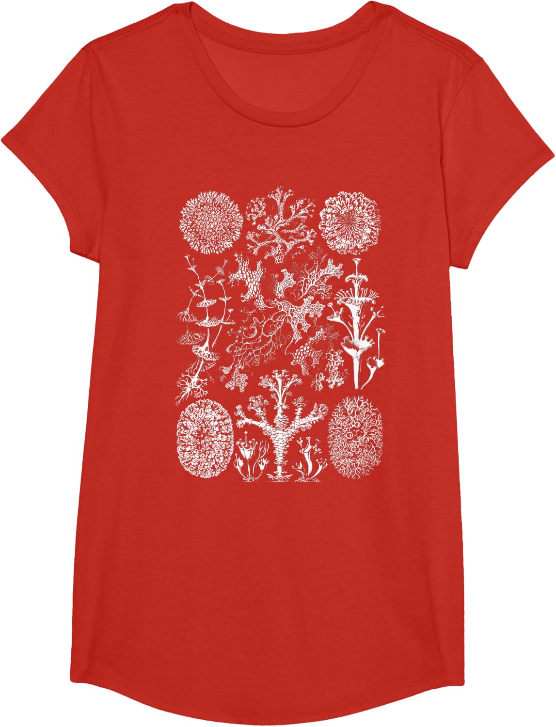 Science Art Tees Lichenes Lichenology Fungus Tee T-Shirt - Girls Red