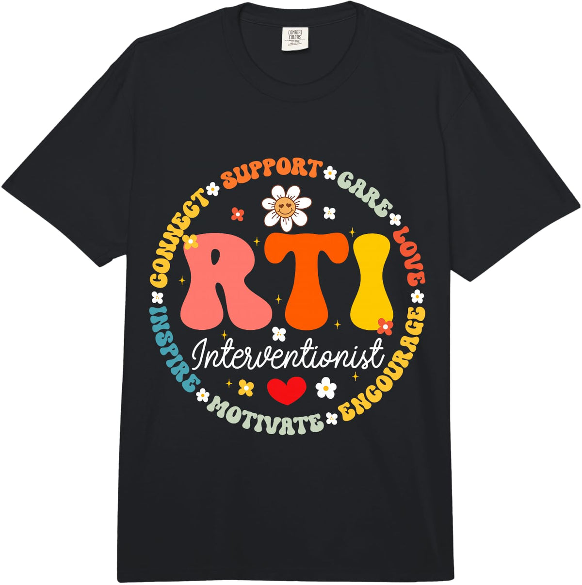 Groovy RTI Interventionist T Response Teacher Squad Comfort Colors Adult Heavyweight T-Shirt - Adult Unisex Black