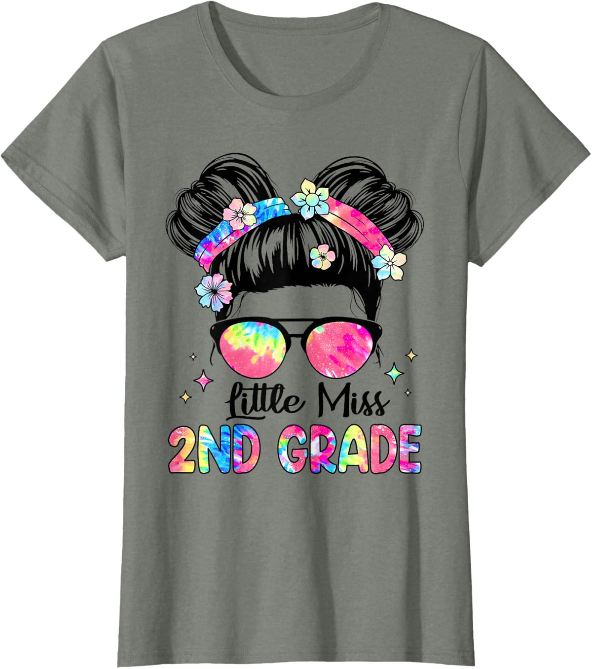 Little Miss 2nd Grade Girls Kids Back To School Second Grade T-Shirt - Olive Heather