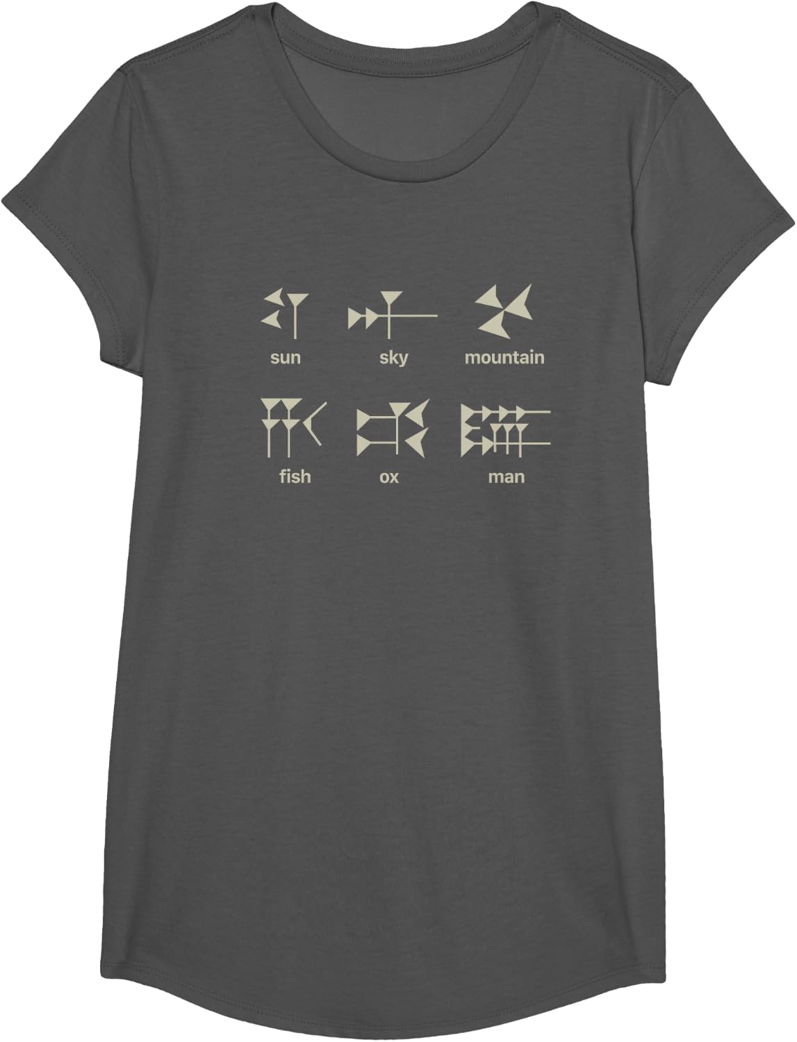 Ancient World History Akkadian Sumerian Cuneiform T-Shirt Tee For History Teachers Students - Girls Asphalt Grey
