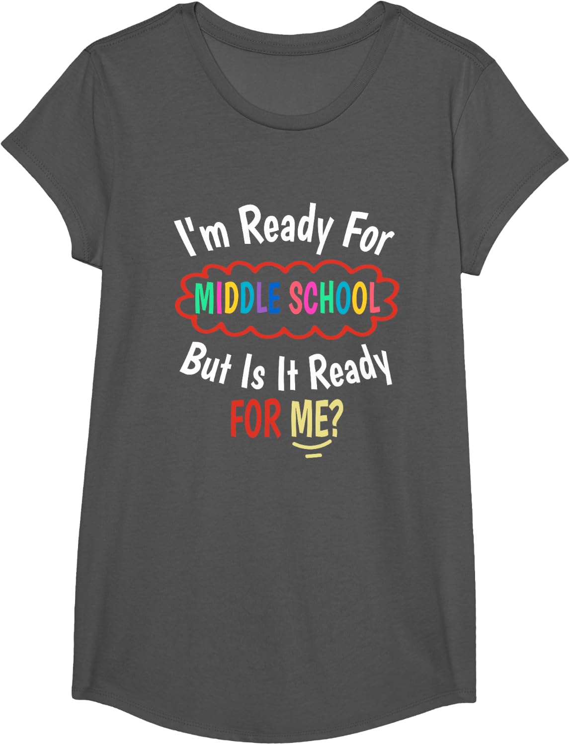 First Day Of School For Girls Going Into Middle School T-Shirt - Girls Asphalt Grey