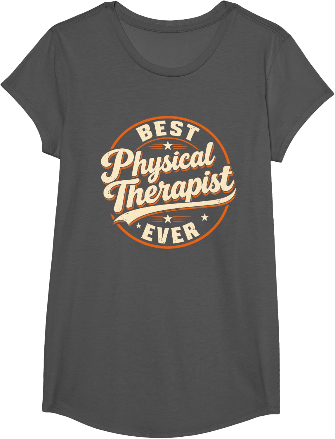 Retro Best Physical Therapist Ever Rehabilitation Humor T-Shirt - Girls Asphalt Grey