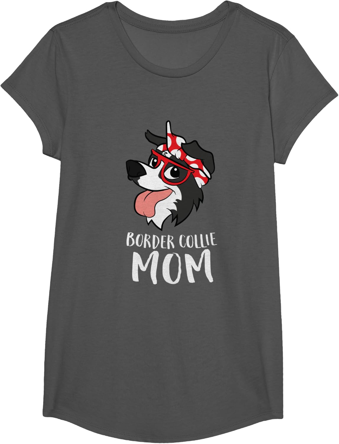 Border Collie Dog Mama Border Collie Mom T-Shirt - Girls Asphalt Grey
