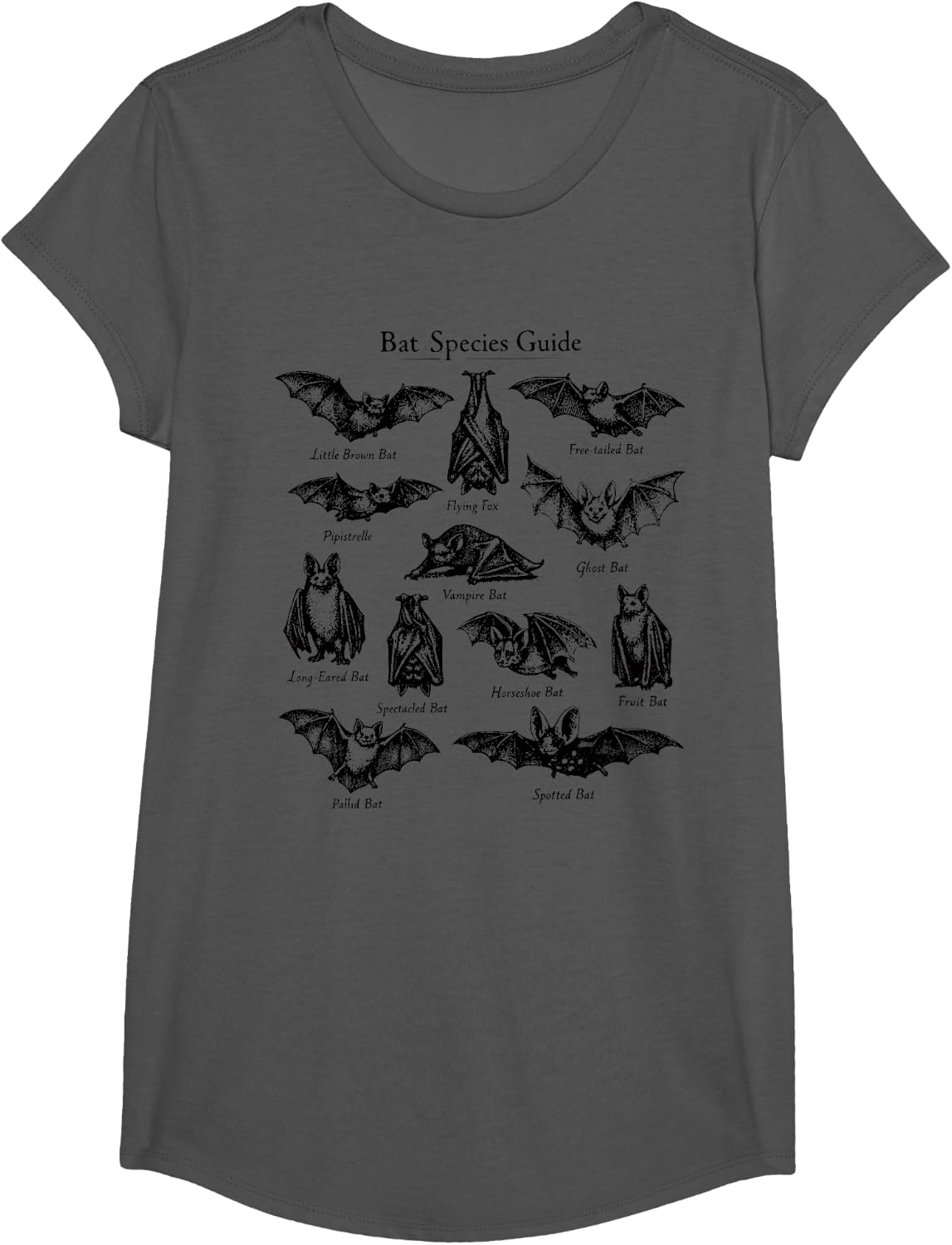 Halloween 90s Teacher Bat Species Vintage Sunset Graphic Tee T-Shirt for Women Men - Girls Asphalt Grey