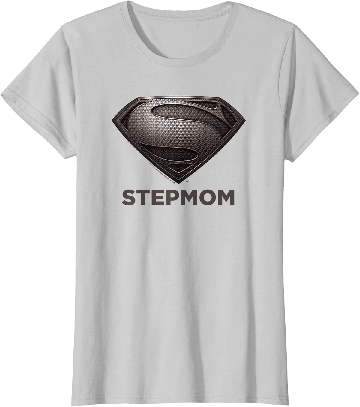 Superman Man of Steel Super Stepmom T-Shirt - Silver Grey
