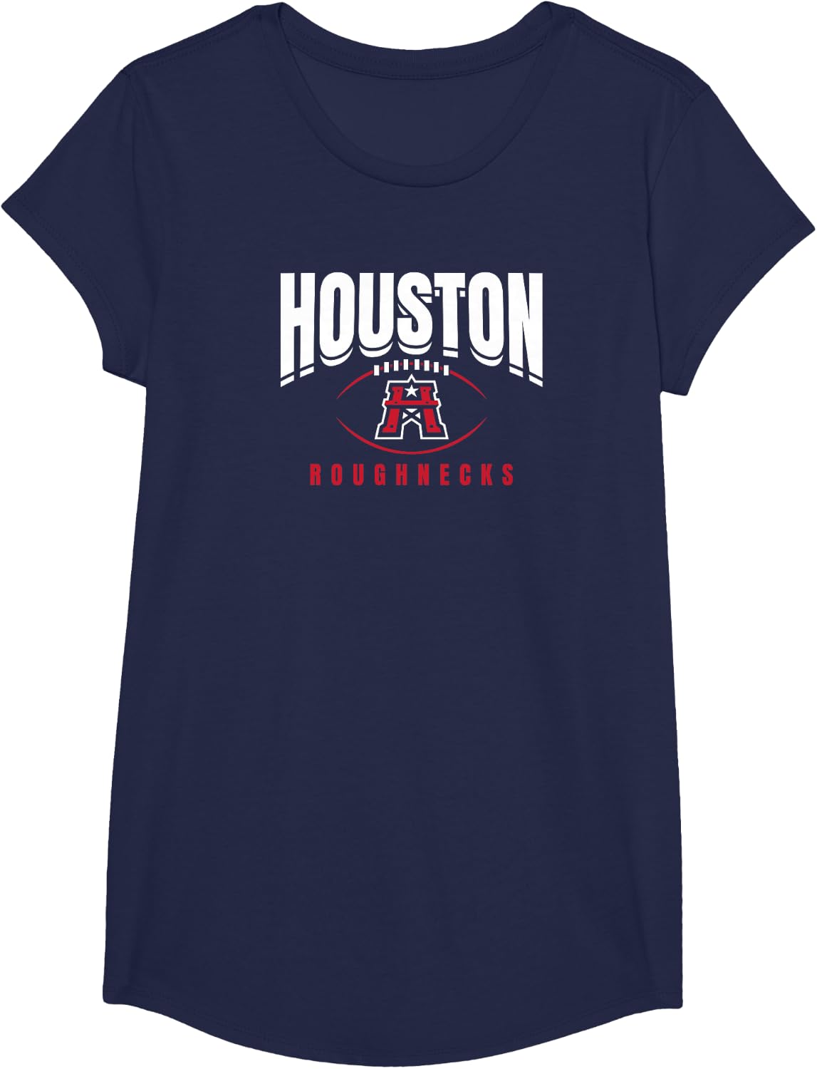 Houston Roughnecks: Football Outline T-Shirt - Girls Navy Blue