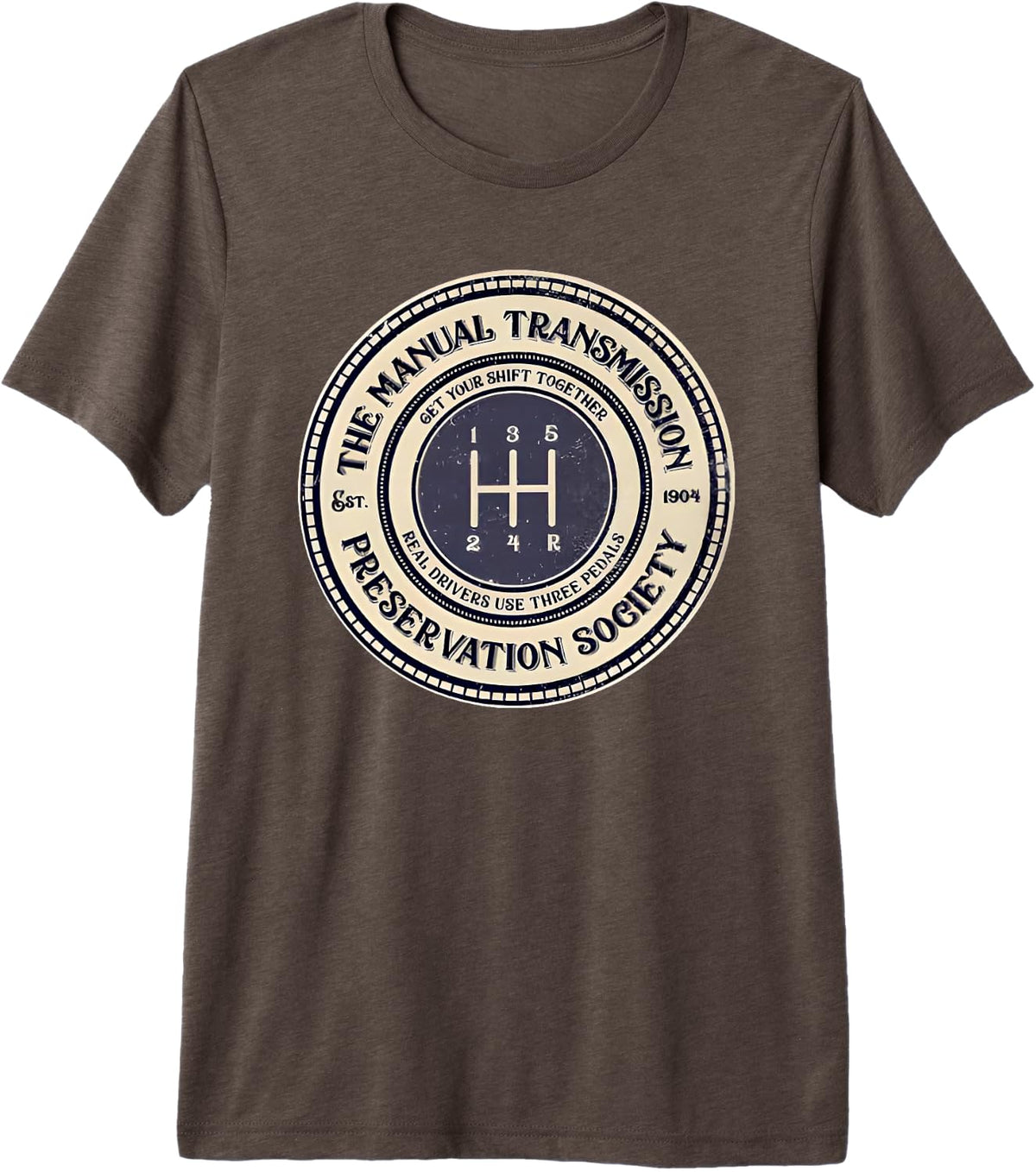 5 Speed The Manual Transmission Preservation Society Premium Tri-Blend T-Shirt - Brown