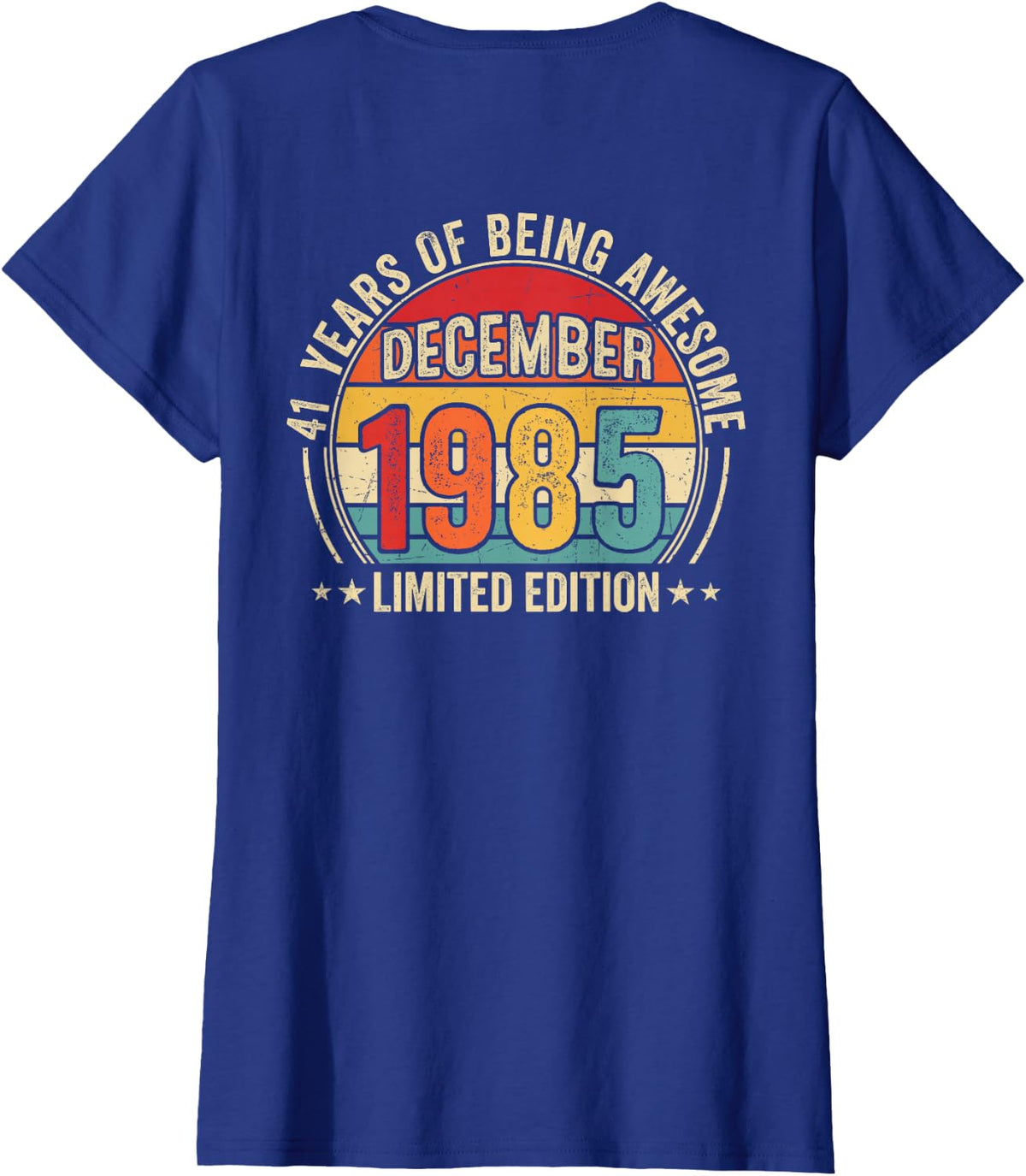 (Back) Awesome Since December 1985 Vintage 41st Birthday T-Shirt - Royal Blue