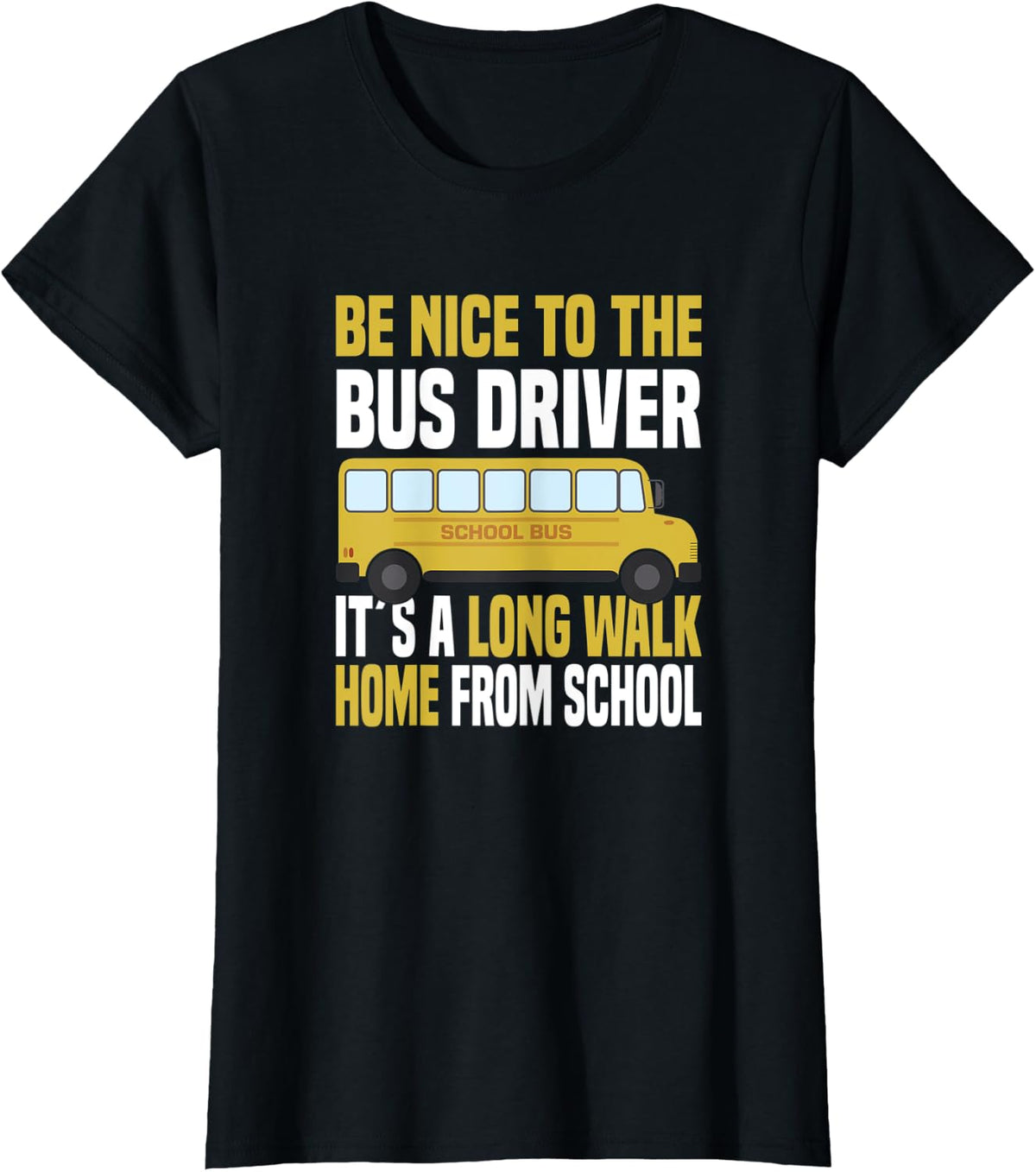 School Bus Driver Driving Bus T-Shirt - Black