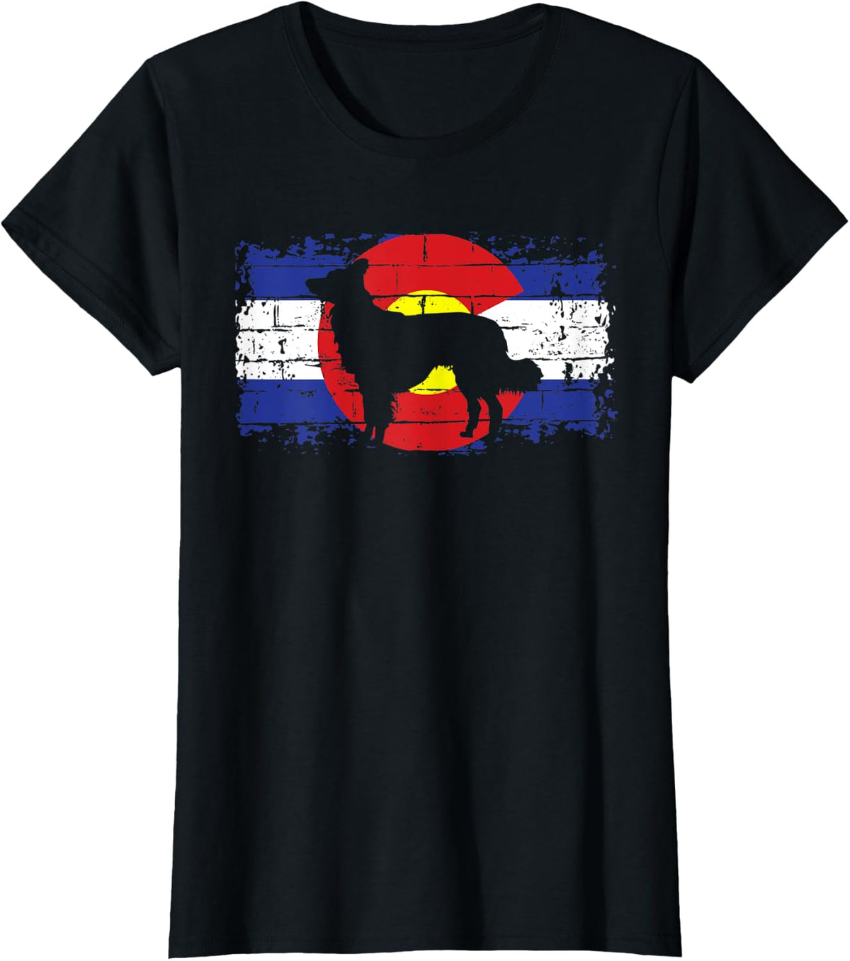 Colorado Flag Border Collie Dog Collie Lover Pet Owner Cool T-Shirt - Black