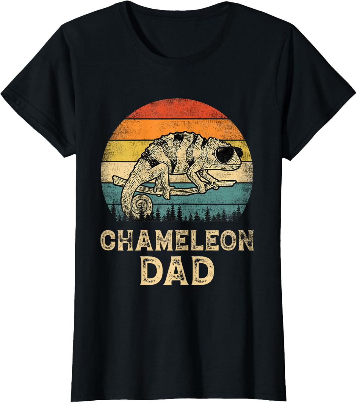 Vintage Chameleon Dad Chameleon Lovers Daddy Father's Day T-Shirt - Black