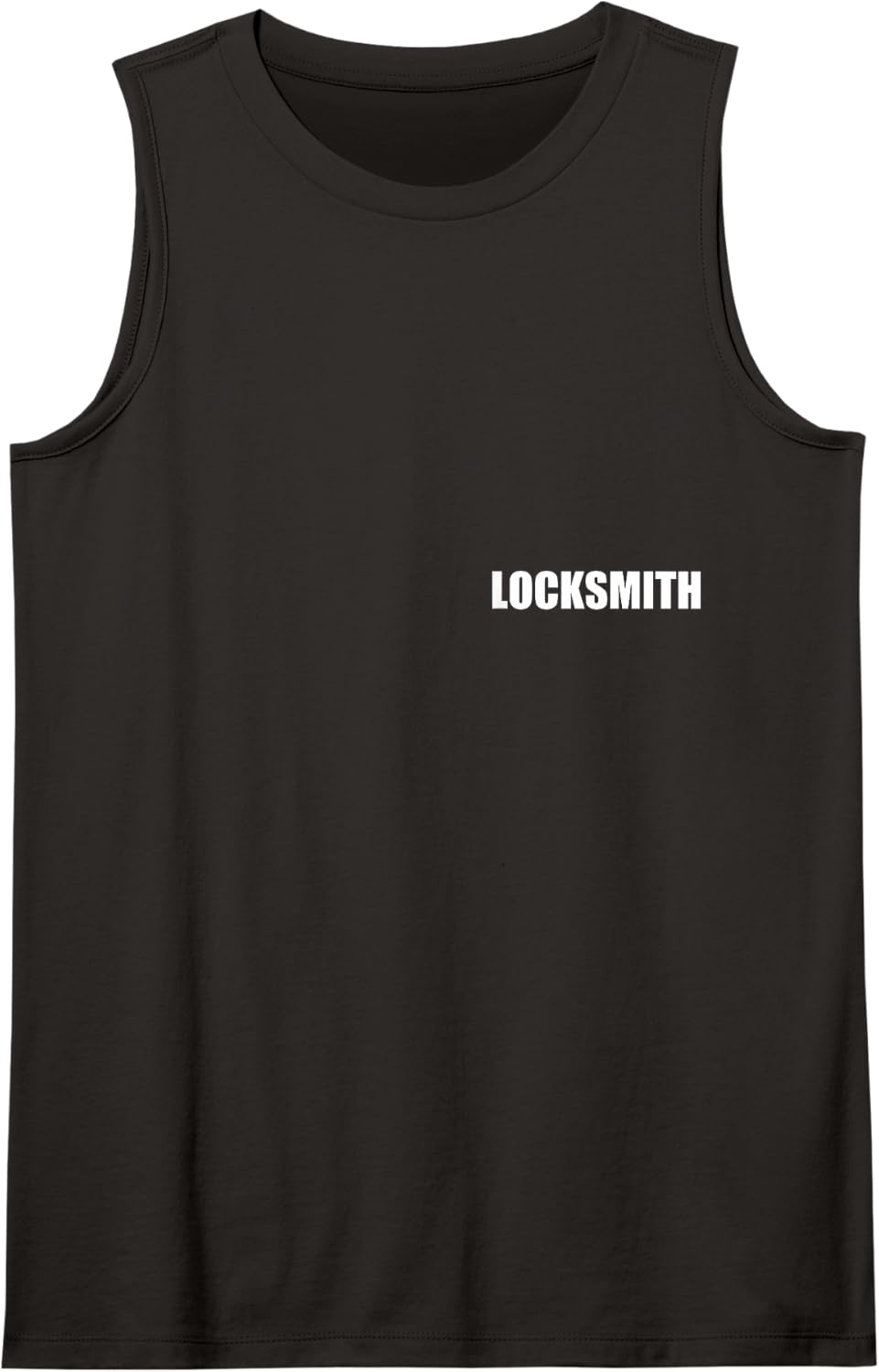 Locksmith Logo Style Front & Back Print Employees Official Tank Top - Black