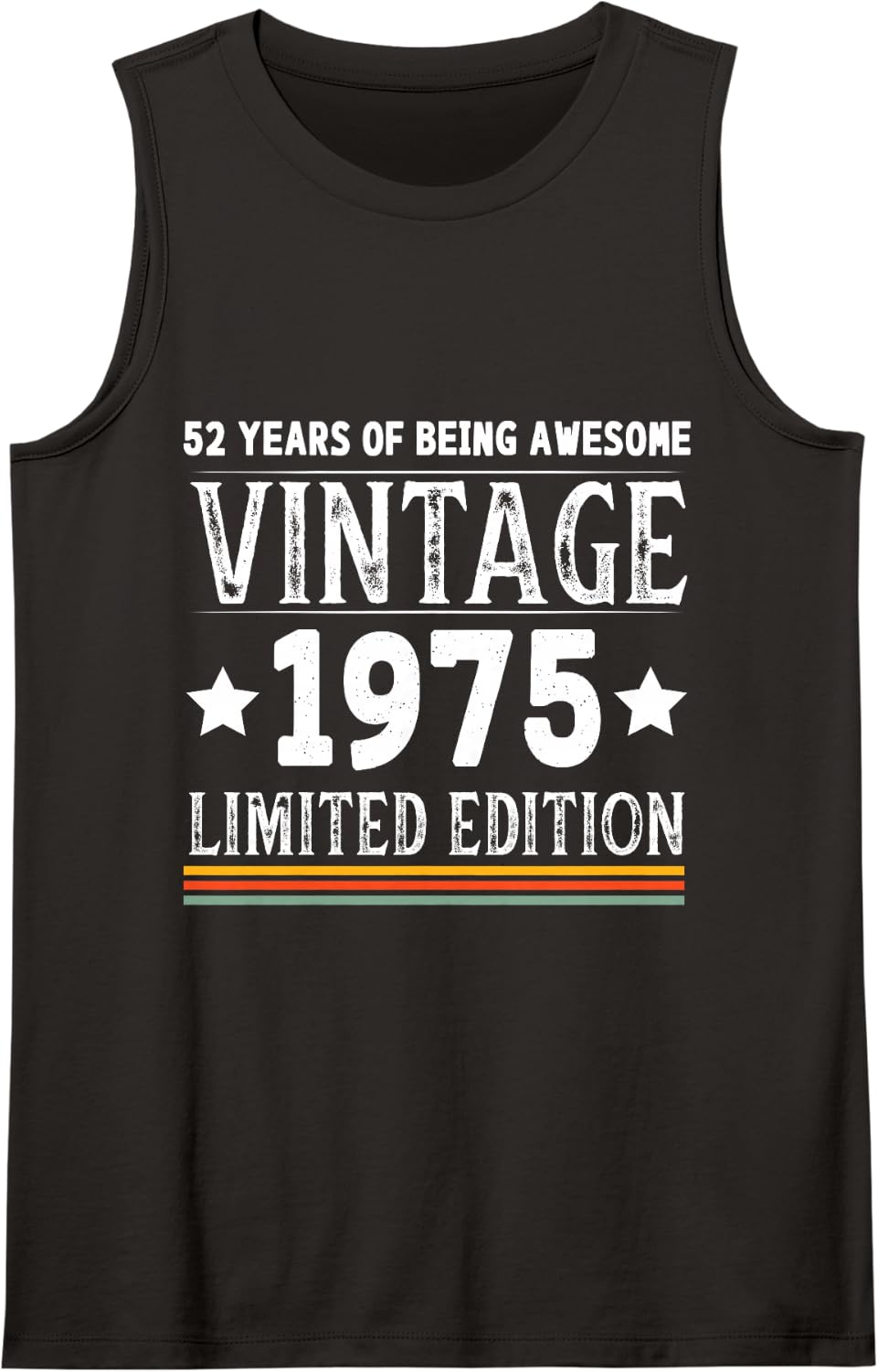 1975 Vintage 52nd Birthday 2027-52 Years of Being Awesome Sleeveless Tank Top - Black