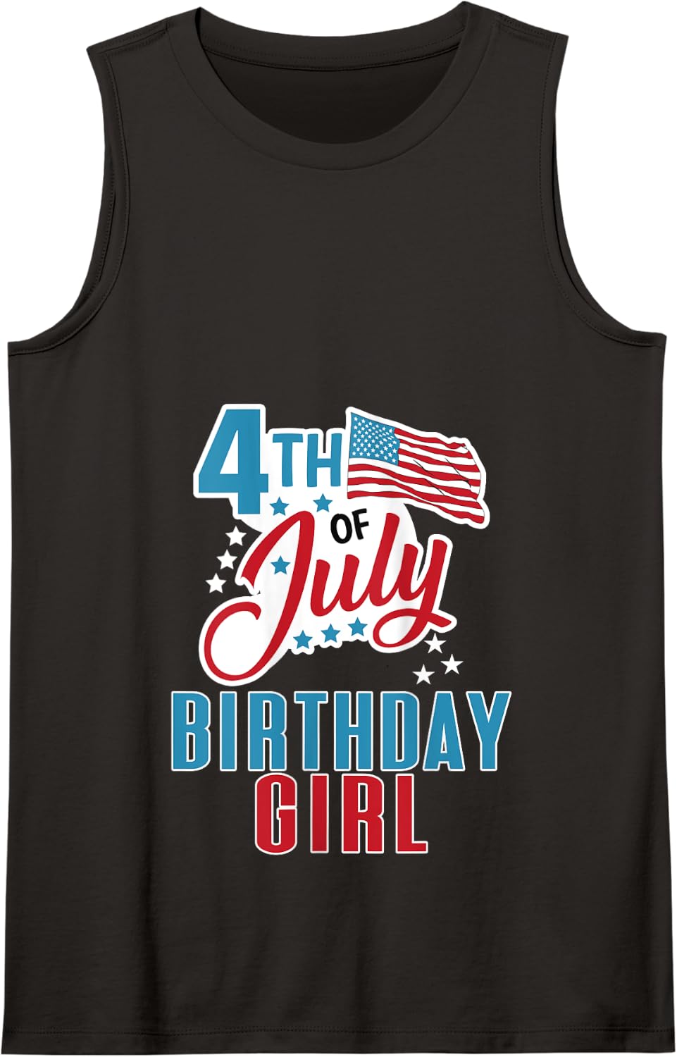 4th of July Birthday Girl - American Flag Stars Tank Top - Black