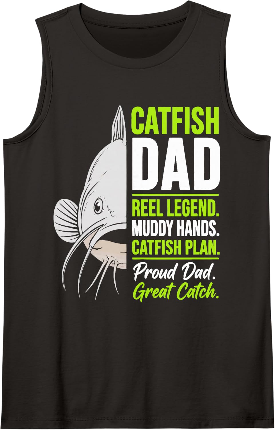 Father Catfish Angler Dad Catfish Fishing Sleeveless Tank Top - Black