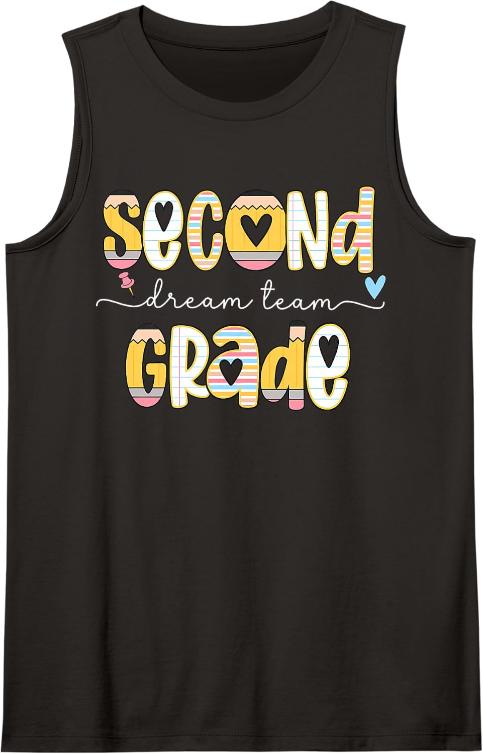 Second Grade Dream Team Back to School 2nd Grade Teacher Sleeveless Tank Top - Black
