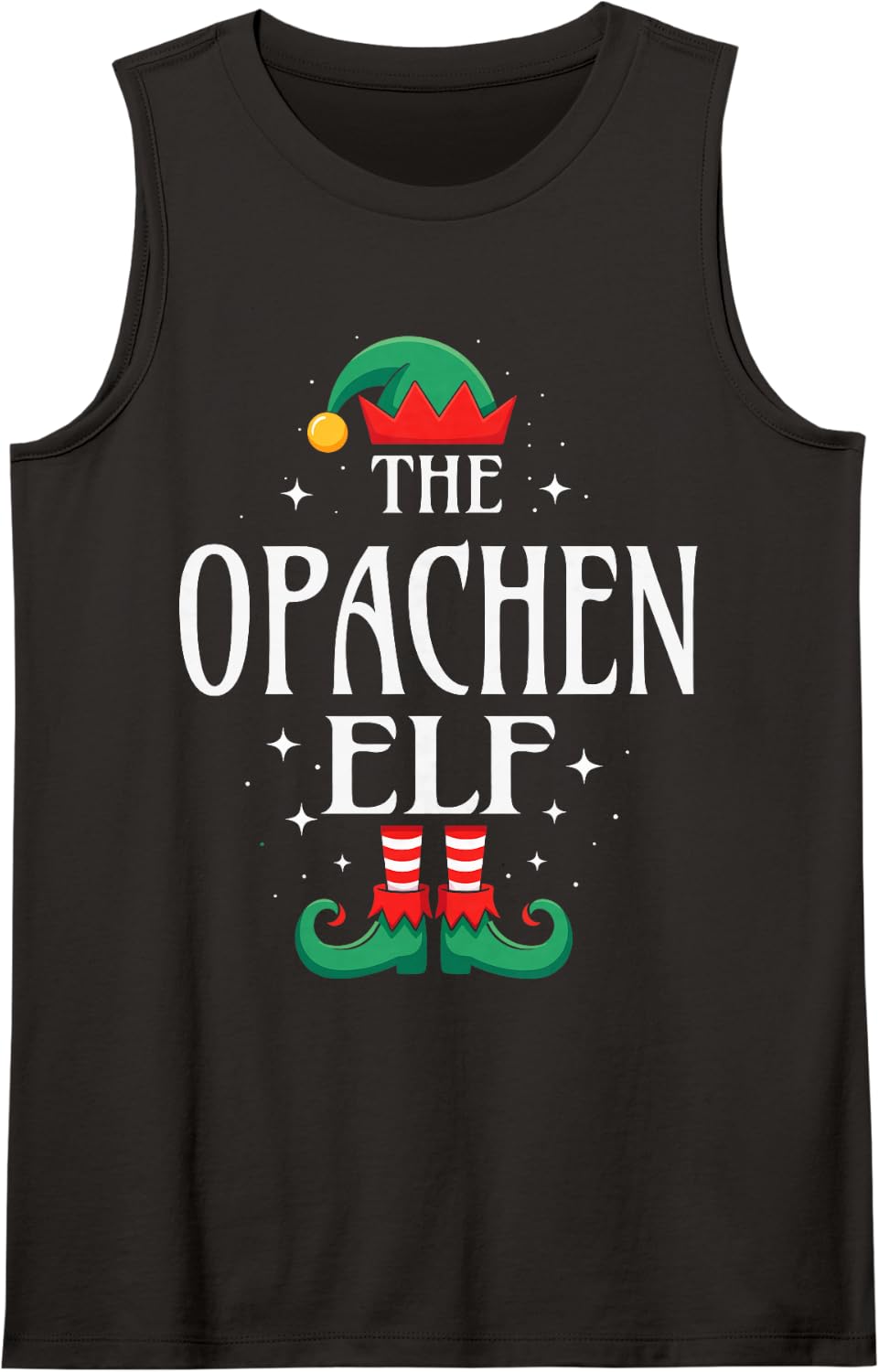 The Opachen Elf Funny Christmas Grandpa Matching Family Sleeveless Tank Top - Black