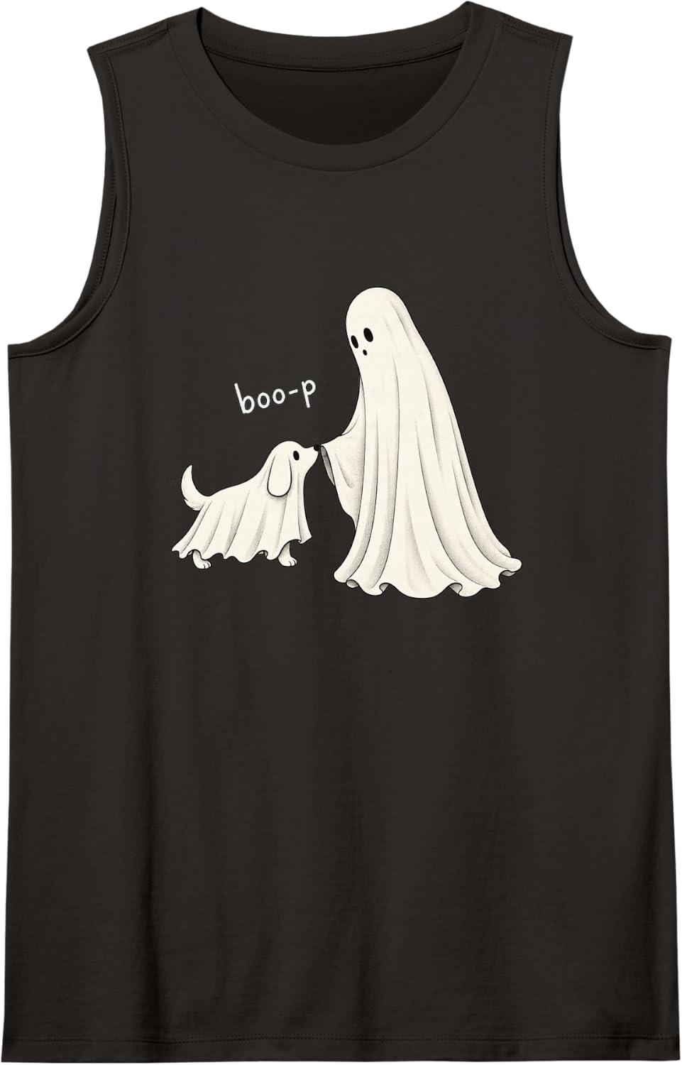 Boo Boo-p Dog Ghost Funny Halloween Dog Lovers Men Women Sleeveless Tank Top - Black