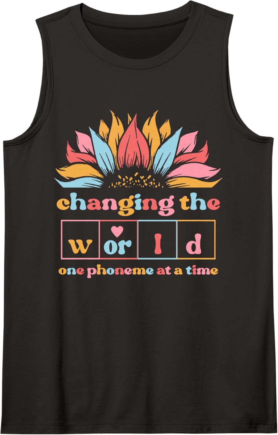Changing The World One Phoneme At A Time Dyslexia Teacher Sleeveless Tank Top - Black
