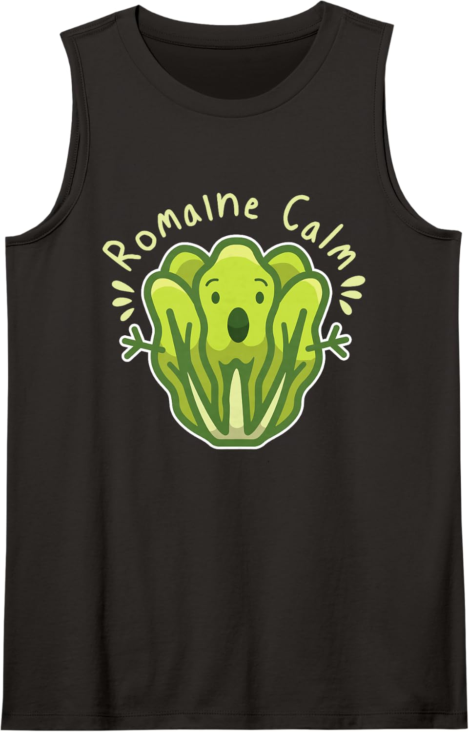 Romaine Calm Lettuce Vegetable Pun Gardening Lover Fun Sleeveless Tank Top - Black