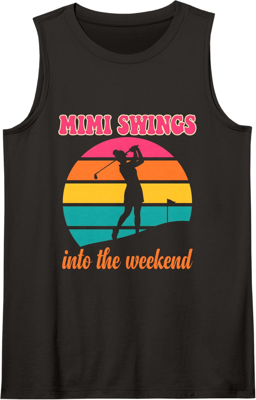 Mimi Golf Grandma Golfer Weekend Swing Retro Sleeveless Tank Top - Black