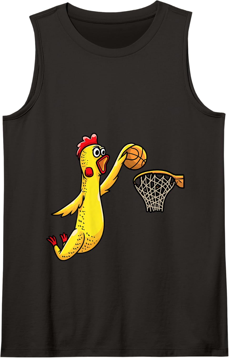 Funny Rubber Chicken Playing Basketball Player Sports Tank Top - Black