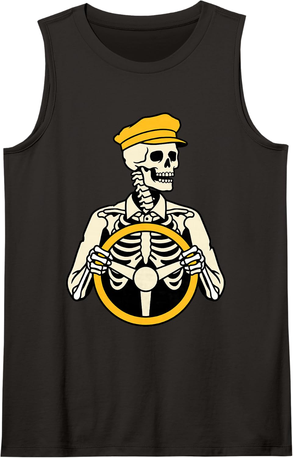 Skeleton Bus Driver Funny School Halloween Skull Humor Tank Top - Black