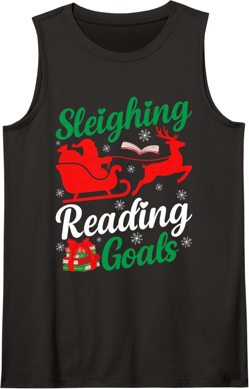 Funny School Librarian Christmas School Library Worker Xmas Sleeveless Tank Top - Black