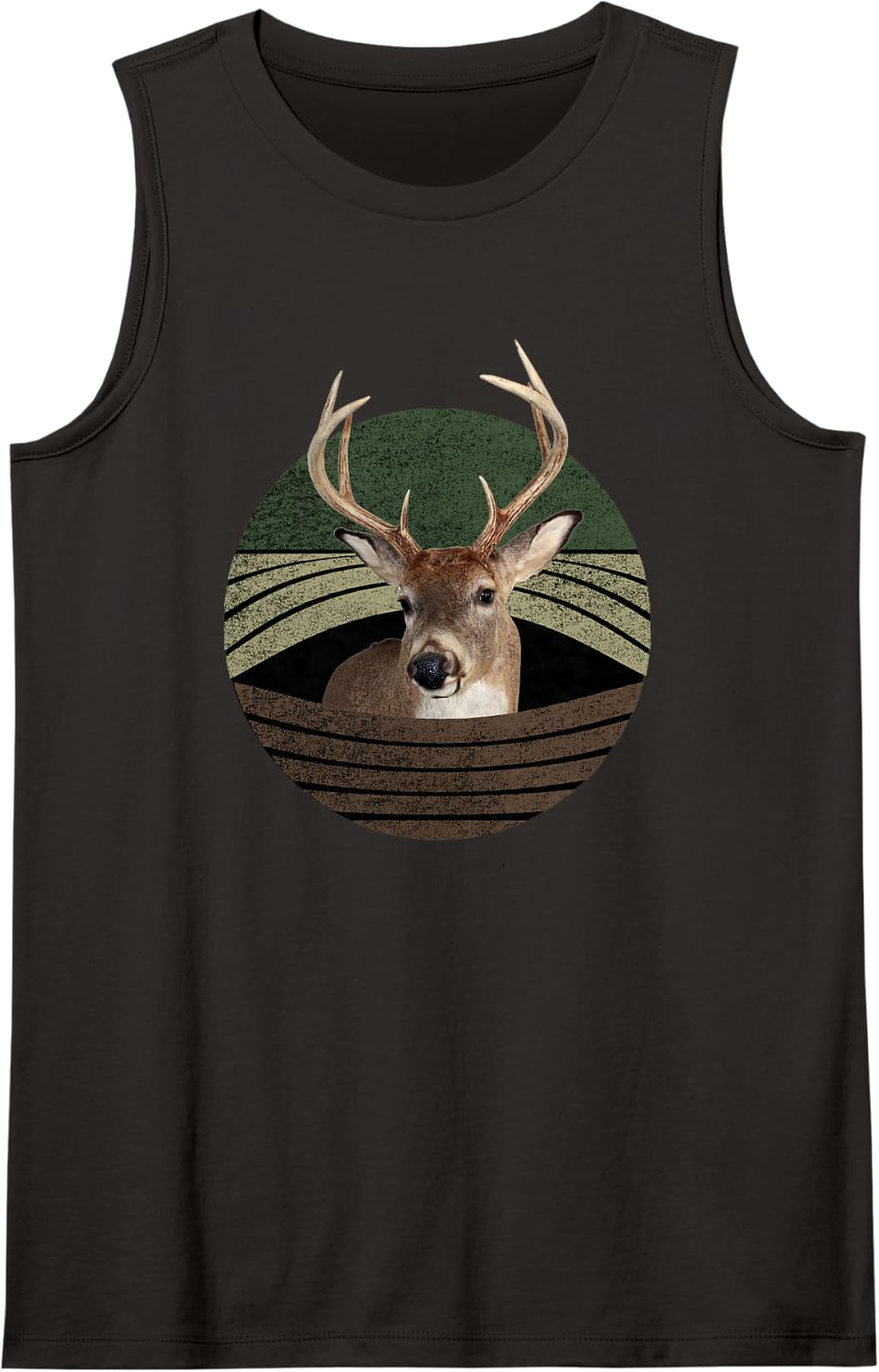 Deer Hunting Camo Color Retro Whitetail Sleeveless Tank Top - Black