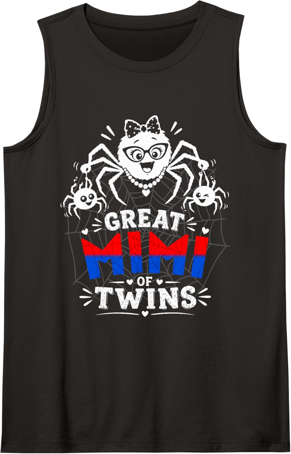 Mimi of Twins Cute Spider Grandmothers Family Tank Top - Black