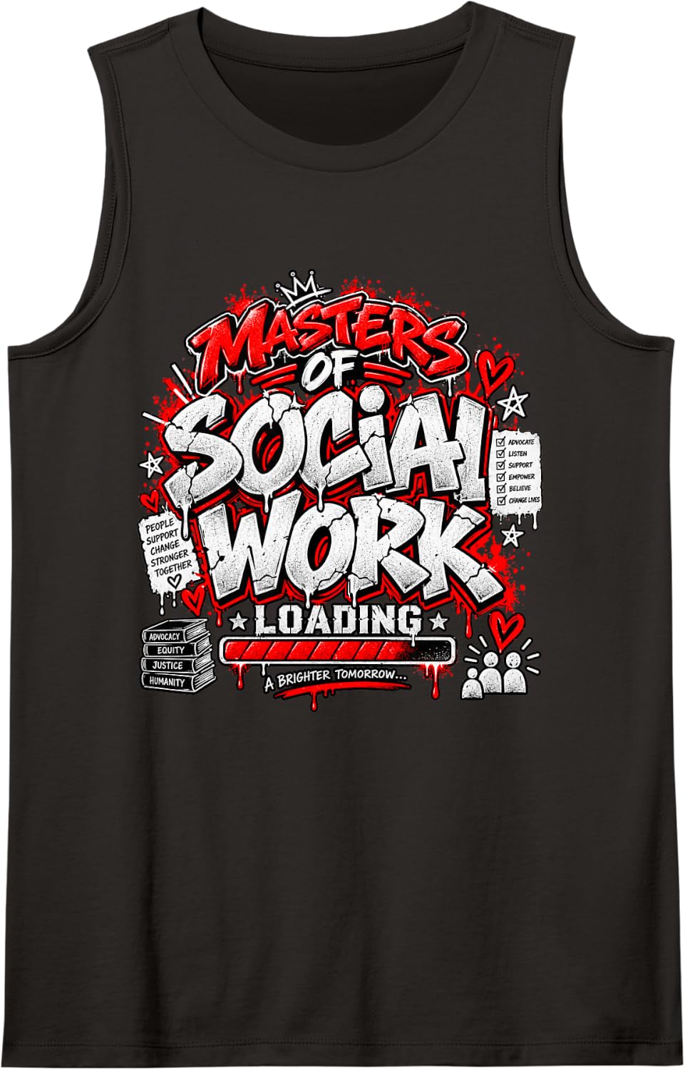Loading Social Worker Community Masters of Social Work Sleeveless Tank Top - Black
