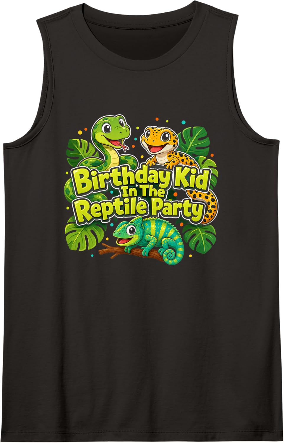 Reptile Birthday Kid Snake Gecko Chameleon Tank Top - Black