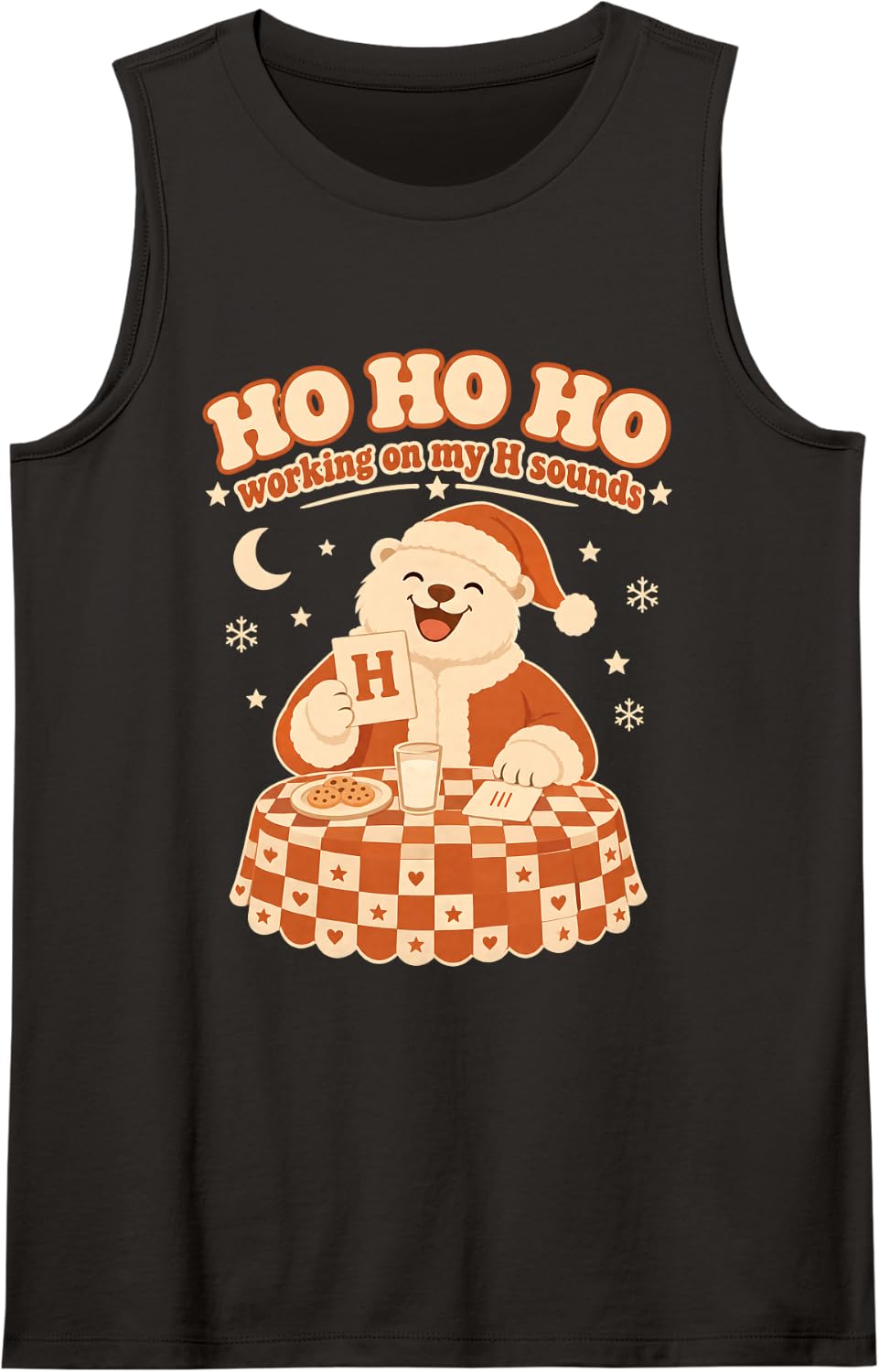 Ho Ho Ho SLP Christmas Polar Bear Sleeveless Tank Top - Black