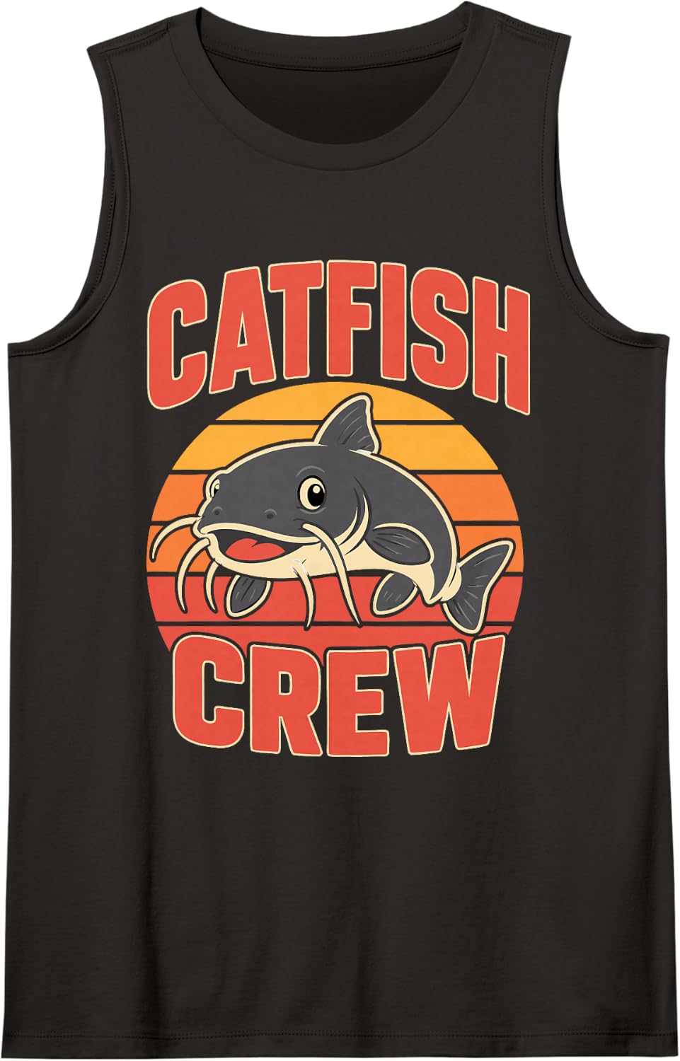 Catfish Angler Crew Catfish Fishing Buddies Sleeveless Tank Top - Black