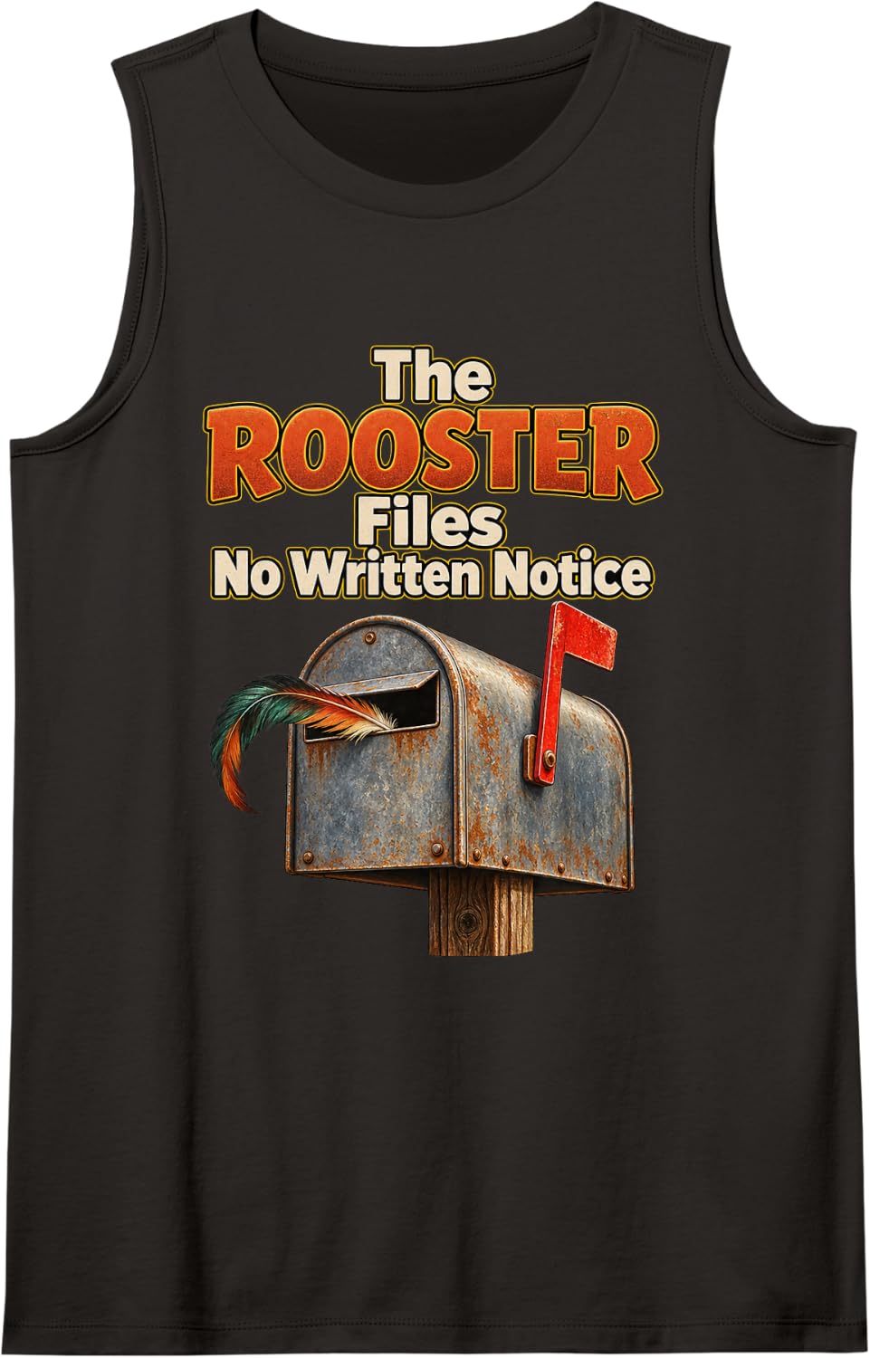 The Rooster Files No Written Notice Chicken Humor Sleeveless Tank Top - Black