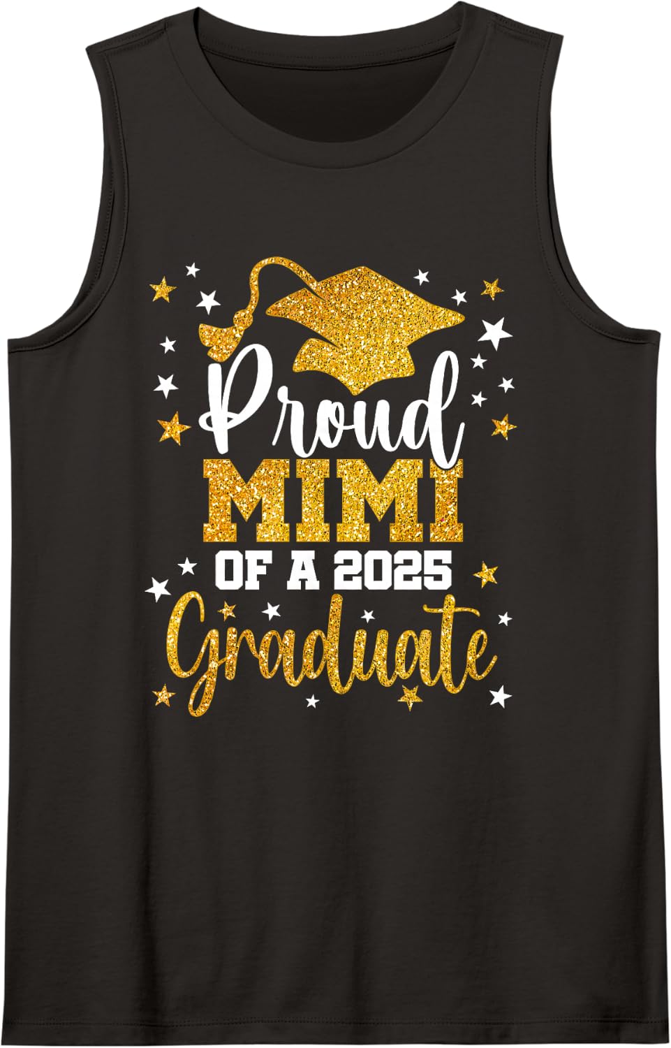 Proud Mimi of A 2025 Graduate Senior 25 Graduation Sleeveless Tank Top - Black