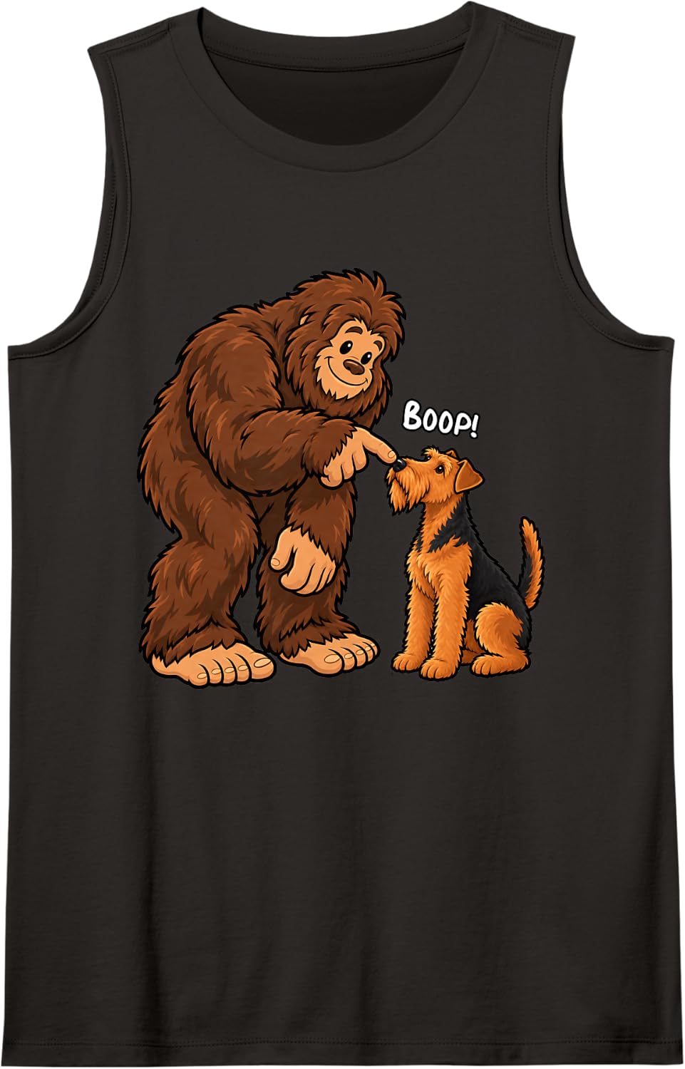 Bigfoot Boop Airedale Terrier Funny Dog Lover Sleeveless Tank Top - Black