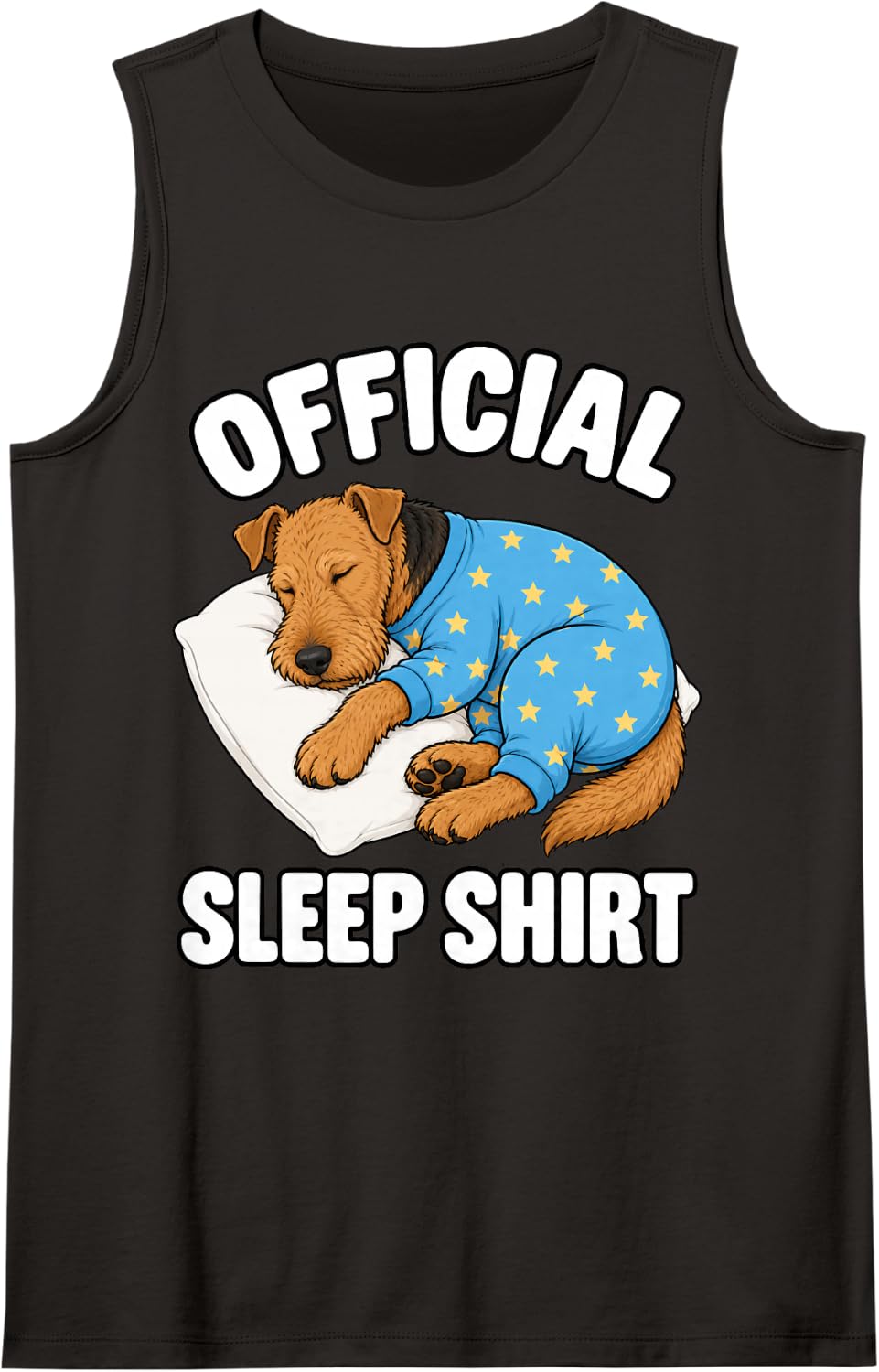 Airedale Terrier Sleeping Pajamas Official Sleepshirt Cute Sleeveless Tank Top - Black