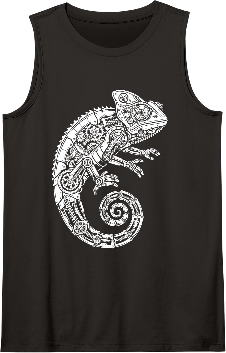 Mechanical Chameleon, Lizard Robot, Retro Design, Reptile Fun Sleeveless Tank Top - Black