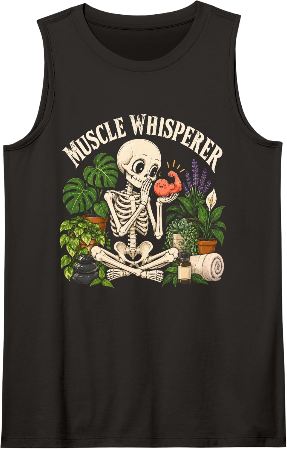 Muscle Whisperer Massage Therapist Skeleton LMT Sleeveless Tank Top - Black
